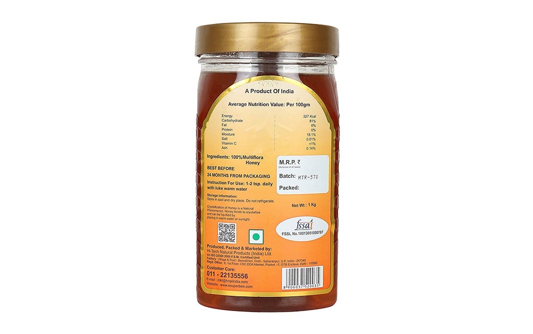 Superbee Multiflora Honey    Plastic Jar  1 kilogram